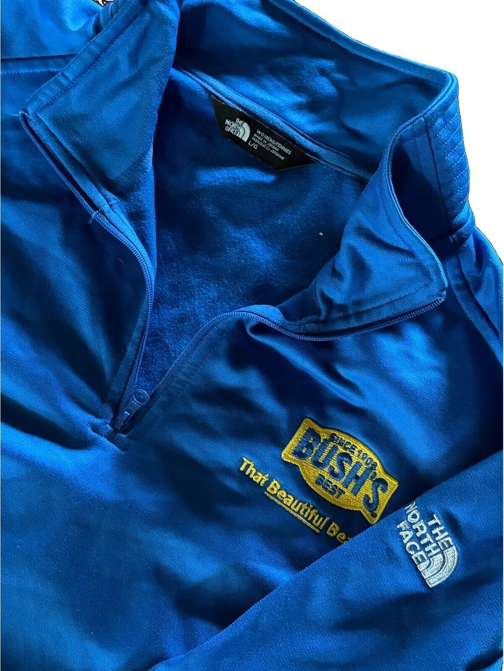 The North Face Bush’s Best Beans Women’s L Blue 1/4 Zip Pullover TNF Employee